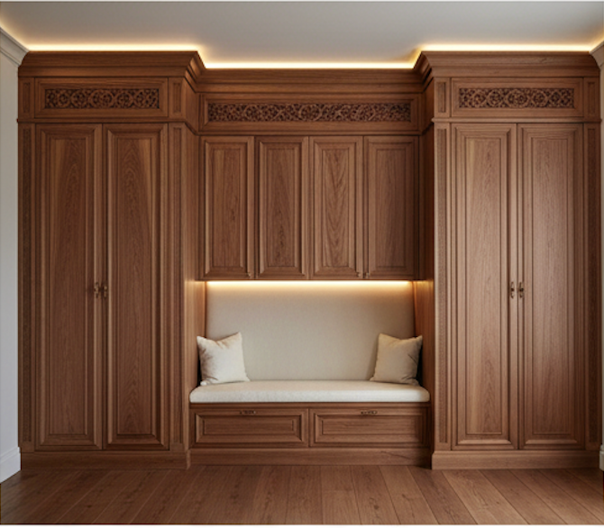 The Legacy Hand-Carved Walnut & Silk Nursery Library