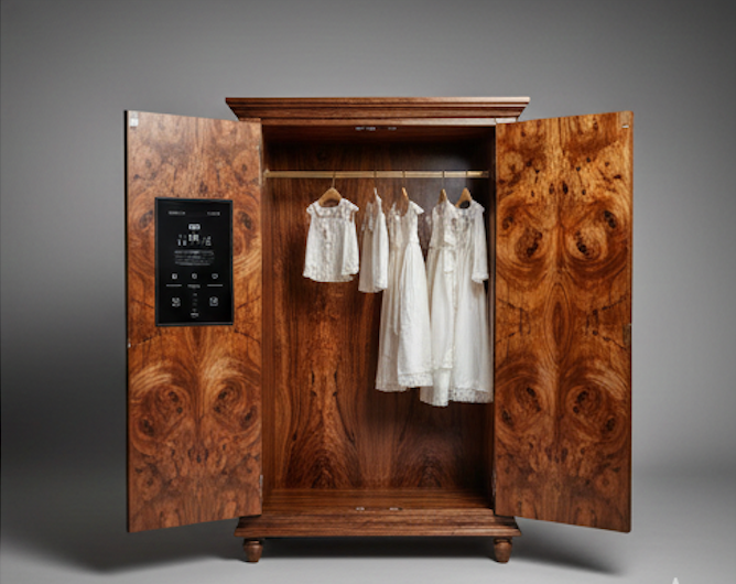 Rare Amboyna Burl Climate-Controlled Armoire